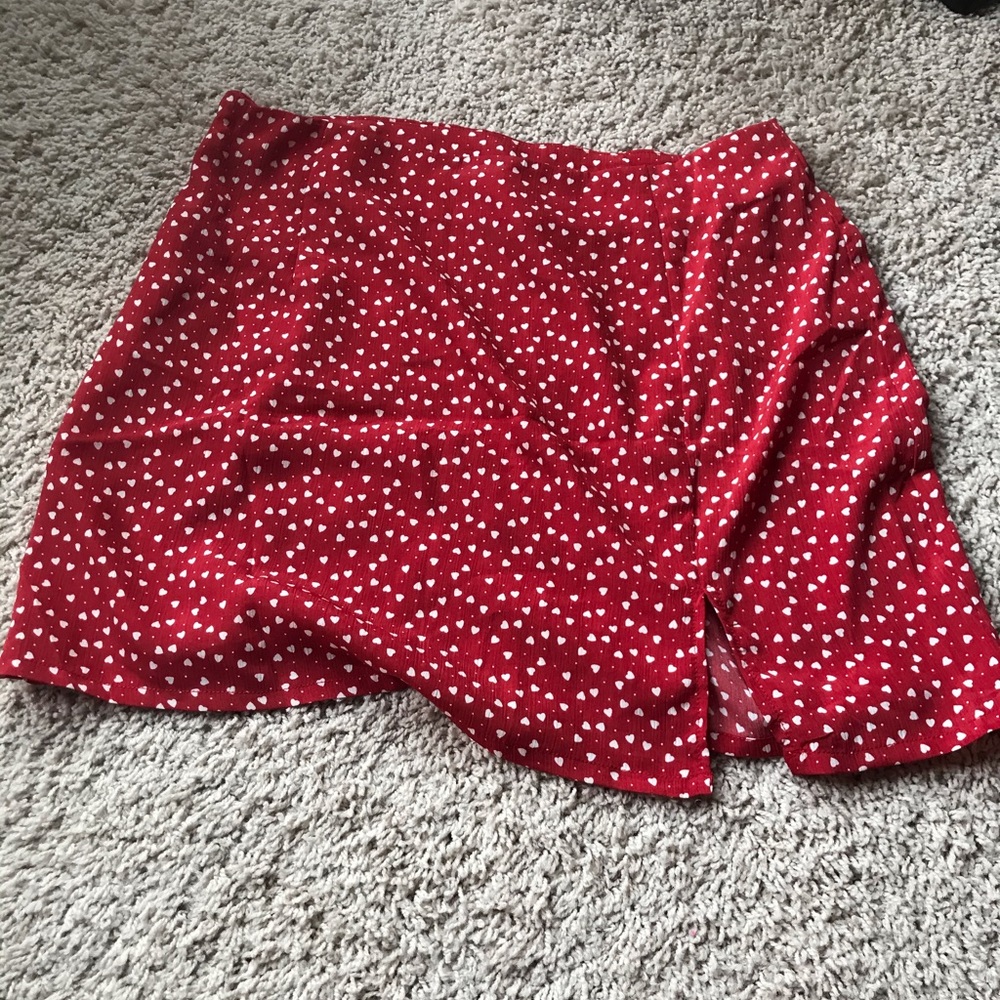 red heart skirt with slit at the bottom